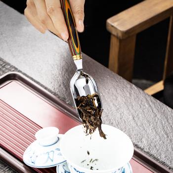 【PUSH!】品茗喝茶具不銹鋼茶勺茶則茶鏟茶葉勺子取茶葉匙茶具配件炫彩謎之眼茶勺T12-2