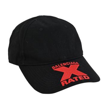 BALENCIAGA 巴黎世家 617144 X RATED 棉質棒球帽.黑