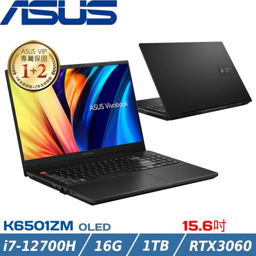 ASUS VivoBook 15吋 效能筆電 i7-12700H/16G/1TB SSD/RTX3060/W11/K6501ZM-0032K12700H 黑
