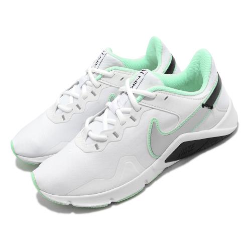 Nike 訓練鞋 Wmns Legend Essential 2 女鞋 白 銀 綠 穩定 支撐 重訓 健身 CQ9545-102 [ACS 跨運動]
