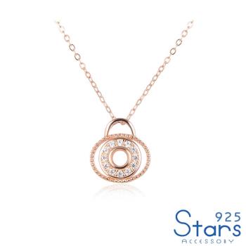 【925 STARS】純銀925微鑲美鑽幾何橢圓造型項鍊 造型項鍊 美鑽項鍊