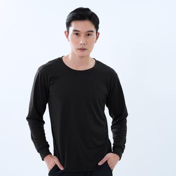 【遊遍天下】MIT台灣製男款抗UV防曬涼感吸濕排汗機能長袖圓領衫 GL2002 黑色