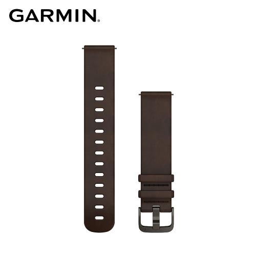 【GARMIN】 Quick Release 20mm 咖啡色皮革錶帶暨灰色錶扣
