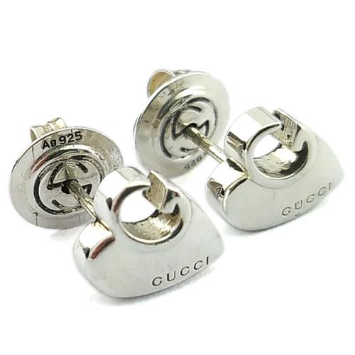 九五成新展示品半價出清-GUCCI 925純銀-立體雕刻G字愛心造型耳環|二手