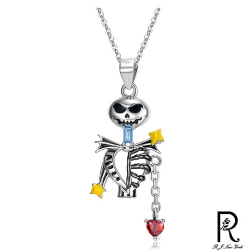 【RJ New York】骷髏的愛龐克設計中性時尚項鍊(銀色)