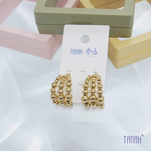 【TANAH】復古時尚 串珠款 三串連款 耳針款 耳環(DE031)