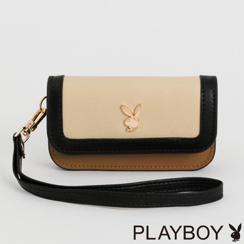 PLAYBOY - 卡片夾附手挽帶 Oat Milk Macchiato系列 - 咖啡色