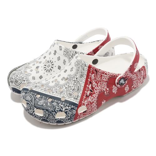 Crocs 洞洞鞋 Classic Bandana Clog 變形蟲 白 藍 紅 男女鞋 腰果花 布希鞋 20687190H
