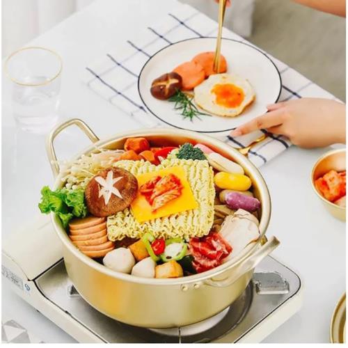 韓國 金色銅製泡麵鍋/方便麵鍋(含鍋蓋)16cm_PA19