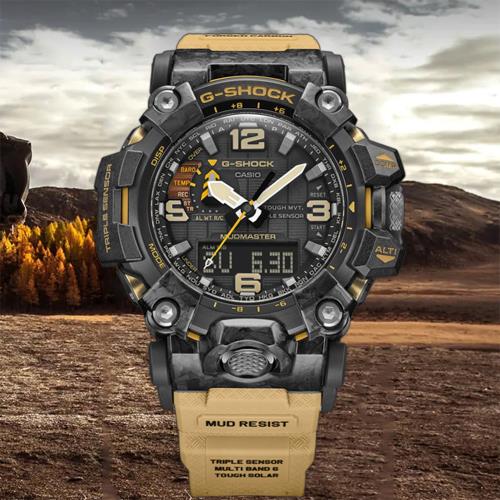 CASIO 卡西歐 G-SHOCK MUDMASTER系列 太陽能多功能雙顯錶-卡其 (GWG-2000-1A5)