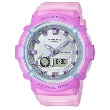 CASIO 卡西歐 Baby-G LA街頭設計 金屬光感 半透明 雙顯手錶-淺紫x粉 (BGA-280-6A)