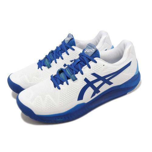 Asics 網球鞋 GEL-Resolution 8 男鞋 白 藍 抓地 底線抽打型 亞瑟膠 亞瑟士 1041A345960