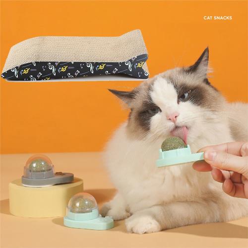 IN汪喵 貓咪自嗨舔舔薄荷貓抓板玩耍套組2入(Z439)