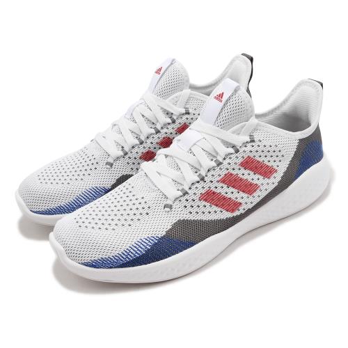 adidas 慢跑鞋 Fluidflow 2.0 男鞋 白 藍 紅 襪套式 緩震 針織鞋面 運動鞋 愛迪達 GW4013