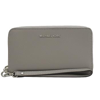 MICHAEL KORS JET SET 防刮荔紋手提式中夾.珍珠灰