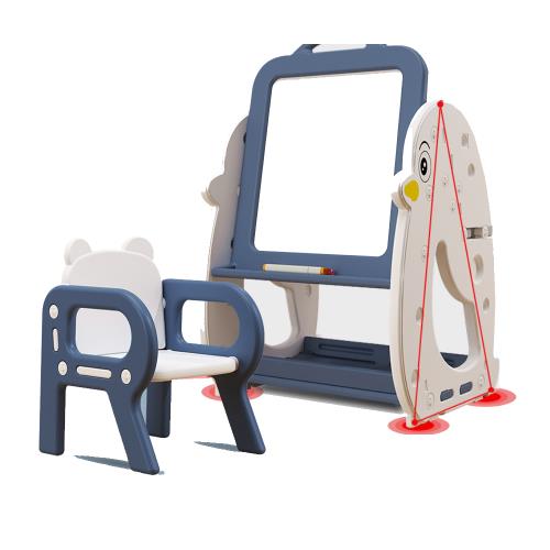 FUN TOYS 童趣 企鵝造型多功能可調式畫板書架桌椅組(F030)