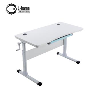 【E-home】Snow踏雪手動升降雙線孔多功能桌-寬120cm-白色
