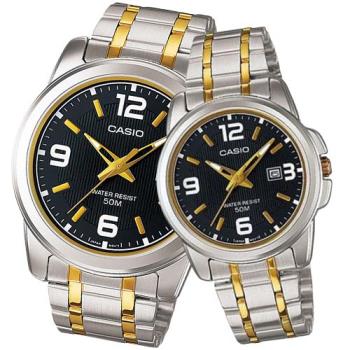 【CASIO 卡西歐】指針對錶 不鏽鋼錶帶 生活防水 (MTP-1314SG-1A+LTP-1314SG-1A)