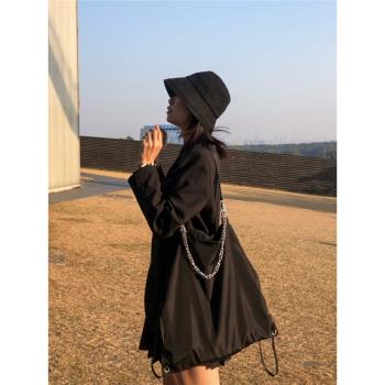 簡約設計單肩包手提旅行袋鏈條包女抽繩袋束口袋雙肩揹包休閑潮酷