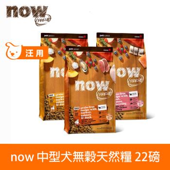 now 鮮肉/鮮魚中型犬配方 22磅 狗狗無穀飼料 (狗糧 狗飼料 成犬 老犬 美膚 體重管理 火雞 鴨肉 鮭魚)