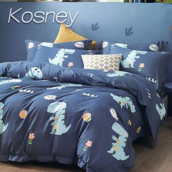 KOSNEY 淘氣龍 吸濕排汗萊賽爾天絲加大兩用被床包組