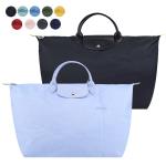 LONGCHAMP LE PLIAGE GREEN系列刺繡短把再生尼龍摺疊旅行袋(大/多色選)