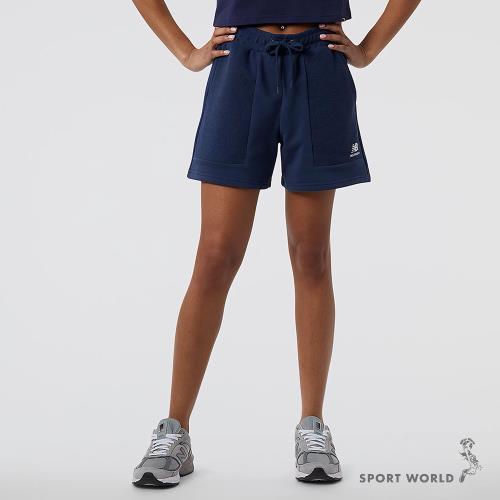 New Balance 女 短褲 休閒 高腰 學院風 刺繡 藍 WS23500NGO