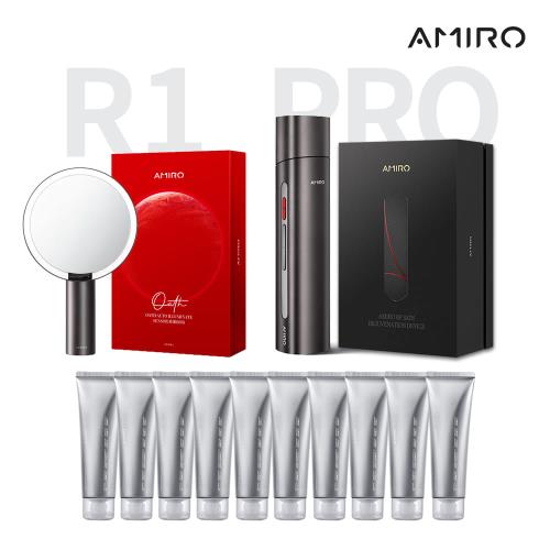 AMIRO 時光機 拉提美容儀 R1 PRO 旗艦組 (時光機+ AMIRO保濕柔潤精華凝膠*10+ Oath 自動感光 LED化妝鏡) 