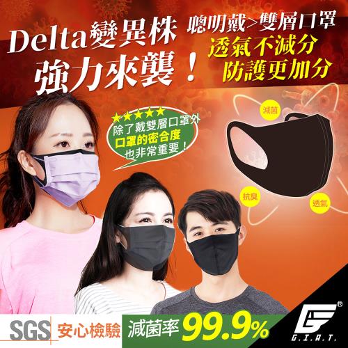 3件組【GIAT】台灣製水洗一體成型彈力抗菌口罩層(男女適用)