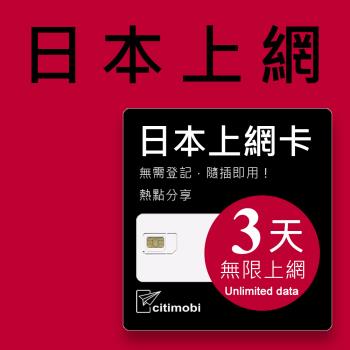 日本上網絡卡 - 3天吃到飽 (可熱點分享)