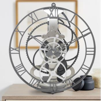 博派不銹鋼后擺帶動齒輪轉動靜音機芯歐式客廳圓形臥室新穎掛座鐘