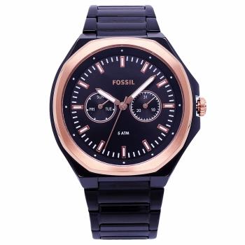 FOSSIL 美國最受歡迎頂尖運動時尚雙還流行腕錶-黑金-BQ2645M