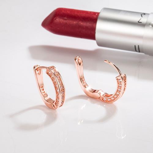 【Emi艾迷】滿鑽柔美演繹925銀針環繞耳扣耳環