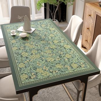 新中式皮革餐桌墊防水防油免洗39復古PVC桌面墊子長方形茶幾桌布