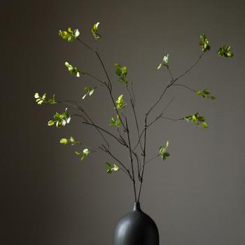 北歐秋葉創意仿真枯樹枝干帶葉綠色植物客廳花藤插花假花裝飾擺件