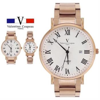 【Valentino Coupeau】優雅羅馬數字不鏽鋼帶男女款手錶 范倫鐵諾 古柏