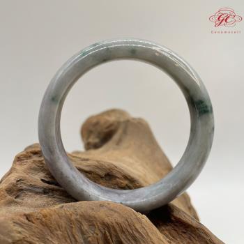 【肌容雪】天然緬甸A貨烏雞飄綠花翡翠手鐲 編號297 (鐲寬 56.7mm #18.5號)