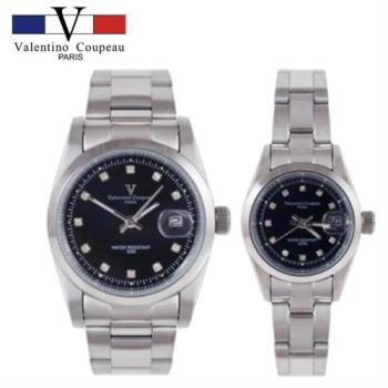 【Valentino Coupeau】簡約晶鑽時刻蠔式不鏽鋼殼帶男女款手錶 范倫鐵諾 古柏