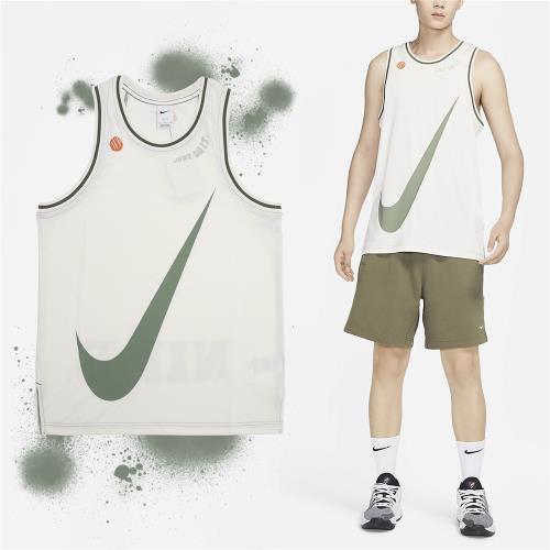 Nike 無袖背心 DNA Jerseys 男款 米白 綠 上衣 休閒 運動 大勾 DX6137-133