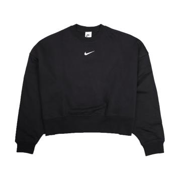 Nike 大學T Collection Sweatshirts 女款 NSW 運動休閒 超寬鬆 短版 落肩 黑 DJ7666-010