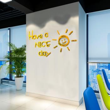 辦公室裝飾企業文化墻創意激勵志標語布置公司會議室背景立體墻貼