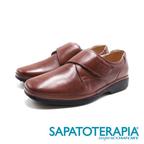 SAPATOTERAPIA(男)Soft黏帶減壓寬楦社交鞋 男鞋-咖