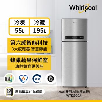 Whirlpool 惠而浦 250公升 一級能效變頻冰箱 WTI2920A (極光銀)