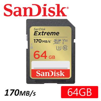 SanDisk 64GB 170MB/s Extreme SDXC UHS-I U3 V30 記憶卡