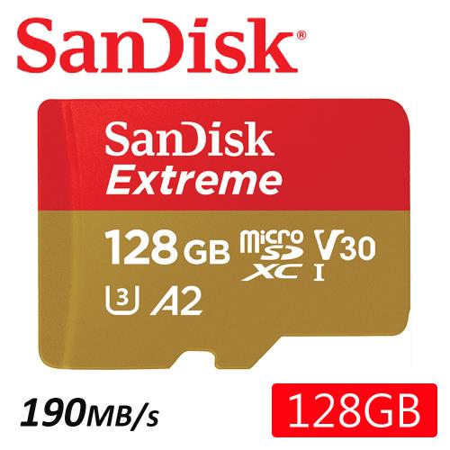 SanDisk 128GB 190MB/s Extreme microSDXC U3 V30 A2 記憶卡