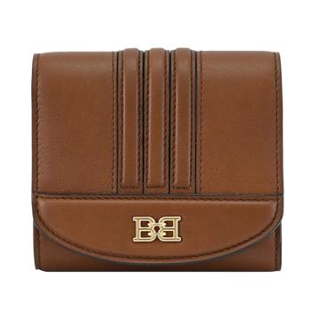 BALLY 6239257 BLESSY 金屬LOGO釦式三折零錢短夾.咖