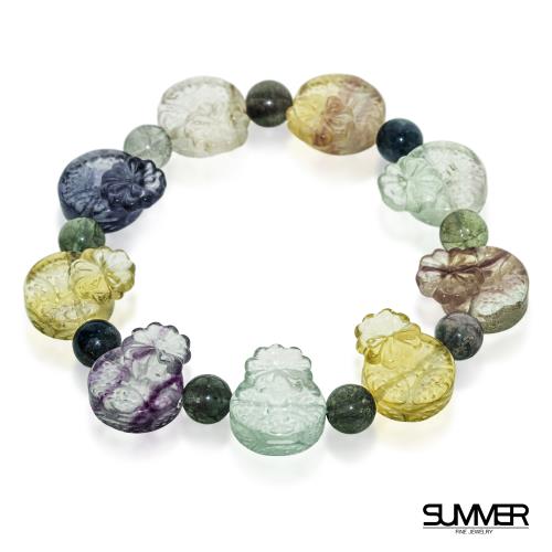 【SUMMER 寶石】幸運草古錢螢石手鍊隨機出貨(螢石功效提升思緒 安撫情緒)