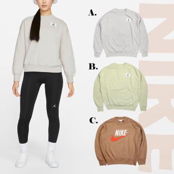 Nike 大學T Essentials/Trend Over Sweatshirts 女款 灰白 酪梨綠 磚橘色 勾勾 長袖上衣 衛衣 休閒