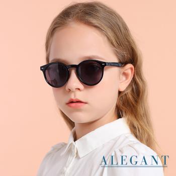 【ALEGANT】奇幻探險小熊黑兒童專用輕量矽膠彈性太陽眼鏡│UV400方框偏光墨鏡