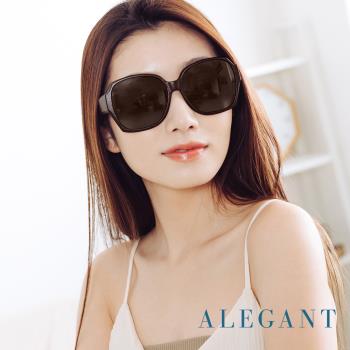 【alegant】時尚希臘棕方框全罩式寶麗來偏光墨鏡/外掛式uv400太陽眼鏡(包覆式/車用全罩式墨鏡)